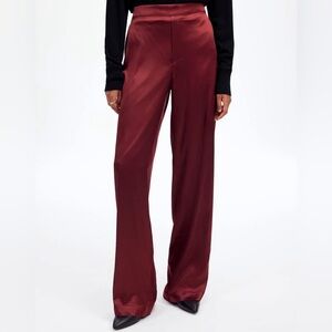 NEW Madewell Pull-on Straight Pants in Cabernet Stretch Satin